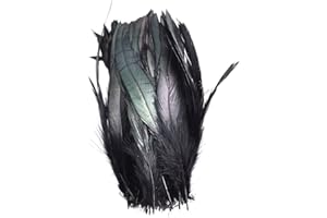 ATST Pack of 50 Rooster Pheasant Dip Dyed Feathers - 5-8" (12-20cm) approx Length - Six Colour Choices (Black)