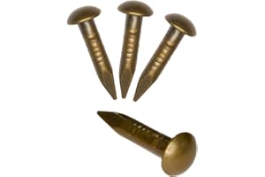 FUXXER® - 50x Antique Brass Design Round Head Nails, Furniture Construction, Restoration, Wood, Vintage Bronze Antique Old Rusty Rust, Optics, 15mm x 3mm, 6mm Round Head, 50 Pieces