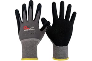 3 Pairs QEARSAFETY General Purpose Microfoam Breathable Nitrile Rubber Palm Coated Work Gloves, Knitted Elastic Liner, Abrasion, Grip, Dexterity,Anti-Hand Fatigue, 8/M