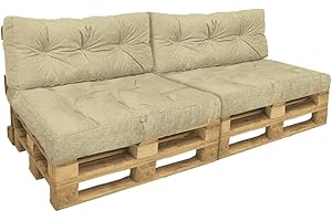 VOUNOT Palettenkissen 4er Set für Indoor und Outdoor, Palettenpolster Wasserdicht Palettensofa, Sitzkissen 120x80, Rückenkissen 120x40, Beige