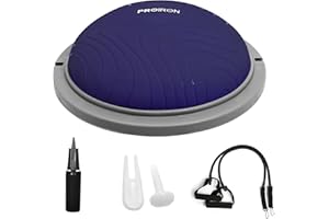 PROIRON Entrenador de Equilibrio, Ø47/60cm Equilibrio Trainer Fitness Bossu Balance Ball de Equilibrio, Equilibrio Bola con Inflador y Gomas, semiesfera de Ejercicios de Yoga, Pilates y Fitness