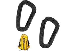 PUNWEY 2pcs Mousqueton Tactique Mousqueton Plastique, Mousqueton en Forme de D, Mousqueton Noir Mousqueton Boucle à Ressort pour Sac à Dos, Clés, Bouilloire, Camping Randonnées