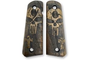 ZIB GRIPS MANOPOLE ZIB per impugnature per pistola Colt 1911, full size 1911 (Government/Commander) Impugnature per pistola Punisher 1911 in noce realizzate a mano con diversi modelli di teschi