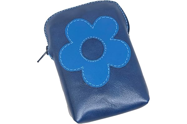 Pitillera de piel azul con cremalleras. Pitillera de cuero para cajetilla. Tabaquera azul de piel