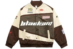 BAQE Vintage Colorblock Racing Jacke Männer Frauen Frühling Herbstbrief Stickbrief Stickerei Street Varsity Jackets Paarmäntel-Brown,M