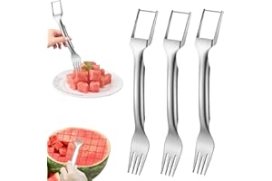 SagTuol 3 PCS Cortador de Sandía, 2 en 1 Cortador de tenedor de acero inoxidable portátil, Nueva Cortadora de Tenedor de Sandía, cortador de frutas para fiestas, camping