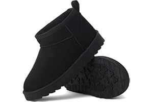 INNERSECT CO Kids’ Faux Suede Winter Boots – Warm Faux Fur Lined Ankle Shoes | Non-Slip Rubber Sole Cosy Snow Boots for Boys and Girls