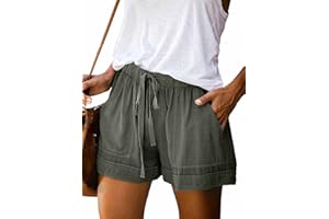 comefohome Shorts Damen Sommer High Waist Kordelzug Elastische Taille Lässig Kurze Hose Shorts mit Taschen