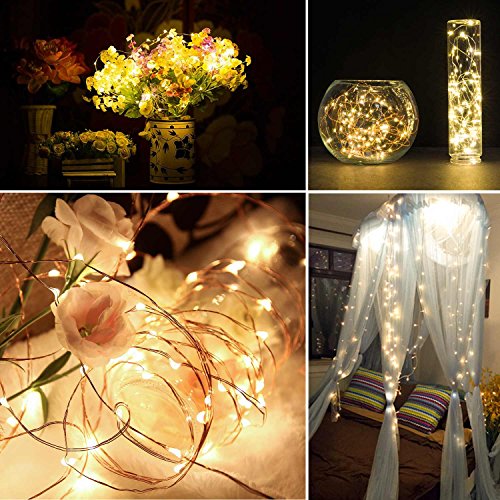 EnGive Lichterkette Warmweiß Kupferdraht Weihnachtsdeko 100er LED 10M Lichterketten Garten Weihnachtsbeleuchtung - 6