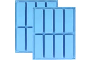 YXHZVON 2 PCS Stampi Per Barrette, Stampo Rettangolari Silicone 8 Cavità per saponi, barrette energetiche, muesli, cioccolato, torte, pane, teglie, rosa, blu, viola