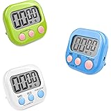 Fousenuk 3 Pezzi Timer da Cucina Digitale con 3 Colori, Cronometro Conto Alla Rovescia con Supporto Magnetico Buco, Allarme F