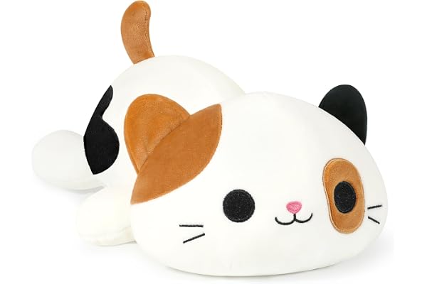 shownicer Peluche Chat Peluche Kawaii Coussin en Peluche Cadeau pour Garçons Filles 3 Ans (Marron, 30cm)