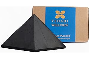 VEHADI WELLNESS Pyramide de Shungite Polie, 10 cm, Pierre Naturelle, Cristaux et Pierre Précieuses, Reiki, Cadeau Homme, Cadeau Femme, Décoration Maison, Cadeaux de Reiki, Cristaux de Chakra, Shungite Authentique