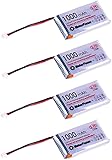 4pcs 3.7V 1000mAh Lithium Rechargable Battery Lipo Batteries with Micro JST 1.25 Plug, Protection Board and Insulation Coating for Arduino Nodemcu ESP32 Development Board