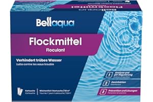 Bellaqua Flockkartuschen 1 kg - Flockungsmittel für Sandfilter/Filterglas - Kartusche Poolchemie, Wasserreinigung, Trübungsentfernung, Poolpflege für kristallklares Wasser