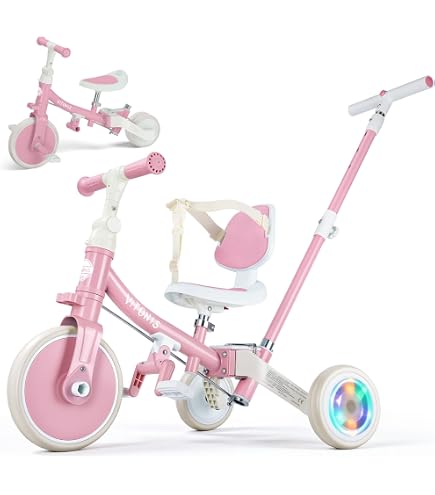 MAYMAR Tricycle Bébé Évolutif, Kinderkraft Velo Tricycle 2 en 1, Combine Trolley et Ride Fonction, Cadeau Bebe 1-5 Ans avec Freins (02, Bleu