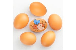 Orssmigs 6 Pièces Faux Oeufs de Poule Simulation Œufs en Bois Œufs de Poule Faux Oeufs en Bois Œufs de Poule Artificiels Oeufs pour Aider des Poules