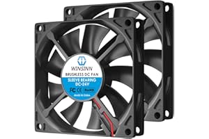 WINSINN Wentylator 80 mm, 24 V, bezszczotkowy, 8015, 80 x 15 mm, do chłodzenia, PC, obudowa, procesora, set-top Box, router, odbiornik, DVR, Playstation, Xbox, 2-pinowe, wysoka prędkość (opakowanie 2