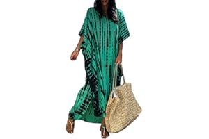 Bsubseach Donne Beach Kaftan Abiti Stripe Print Plus Size Costume da Bagno Cover Up Caftan Loungewear Dress