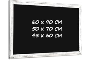 QUEENLINK Chalk Board, 45x60cm Wall Bhalkboard, White Wooden Frame, Vintage Style Chalk Board for Home, School, Kitchen, Office