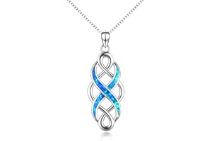 YFN Celtic Knot Necklace Created Opal Pendant Sterling Silver Infinity Love Jewelry