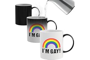 Casleovf Funny Gifts for Men:330ml Ceramics Heat Transition Coffee Cup, Secret Santa Gifts for Men Gay, Christmas Presents for Him Colleagues Friends on Birthday Christmas -I'm Gay!