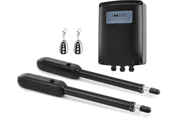 CO-Z Motorisation Portail Battant 220V/24V Double Bras pour 2 Vantaux Jusqu'à 1000KG 6M avec 2 Télécommandes Moteur DC Automatisme à Vérins Télescopique Alimentation Solaire ou Batteries