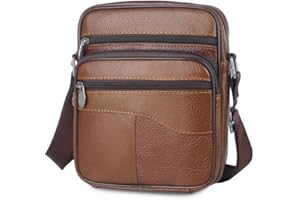 YOODI Sac à Bandoulière en Cuir pour Homme Sac à Bandoulière pour Homme Bandoulière Casual Tote Sling Sac à Main Business avec Bandoulière Réglable pour Travel Work Everyday