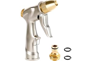 GOLDMIKY Pistola Manguera Jardin, Pistola de Riego, Pistola de Agua a Presión, Pistola de Manguera Jardín de Aleación de Zinc con Boquilla de Latón Completo, para Limpieza de Automóvil/Riego del Césped