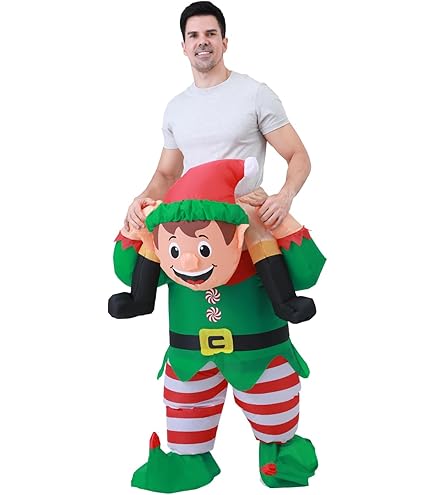 Liliful Costume D'elfe De Noël Gonflable Pour Adulte - Costume Amusant Pour Adulte - Homme Et Femme - Noël, Halloween, Vacances, Cosplay
