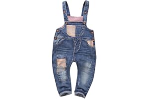 KIDSCOOL SPACE Salopette di Jeans Blu e Nera per Neonati e Bambini/Ragazze, Abbigliamento da Lavoro in Jeans