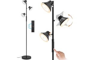 SIBRILLE Lampadaire LED Dimmable 36W, 2500LM Lampadaire sur Pied Salon Avec Télécommande, Lampe sur Pied 4 Températures de Couleur, 3 Lampes Réglable LED pour Salon Chambre Bureau [2024 Mise à jour]