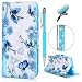 Produktbild Huawei Y6 Pro 2017 / Huawei P9 Lite mini Hülle Case, Filp PU Leder Wallet Handyhülle Flipcase : Bookstyle Gemalt Tasche Brieftasche Schutzhülle in Blumen Schmetterling + Anti Staub Stöpsel + Stylus