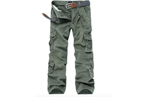 WSLCN Pantalon Cargo Hommes Pantalon Battle de Travail Multi Poches Durable Vintage Multicolore(sans Ceinture)