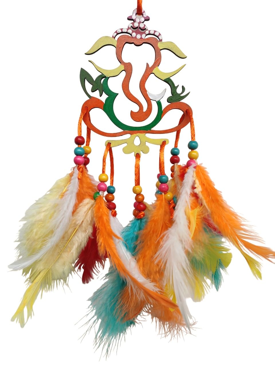 Varenyam Ganesha Dream Catcher For Car&Home,Car Mirror Hanging Accessories,Gift,Ganpati Wall Hanging,Wind Chime,Feather Car D