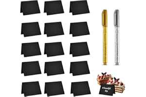 HOSSOM Mini tablica do pisania kredą, 15 mini tablica do pisania kredą, mini blat stołu 75 x 100 mm, tabliczki z ceną, mini tablice z tworzywa sztucznego na bufet, wesele, imprezę, ceny