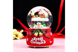 ITODA Schneekugel Weihnachtsmann Deko Schüttelkugel Musik Kristallkugel mit Schneeflocken Nachtlicht Glaskugel Weihnachtlich Glimmerkugel Tisch Kiderzimmer Weihnachtsdeko Geschenk für Weihnachten