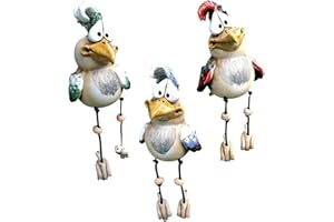 SKJJL 3 piezas de decoración de jardín de gallinas para exteriores, figuras de cerámica de pollo de animales, figura de jardín, figura de cerámica, adorno hecho a mano, figuras de jardín de resina y
