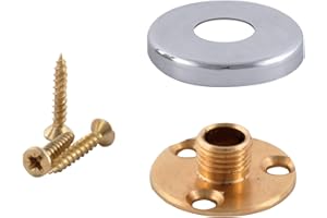 ElekTek Brass Back Plate Kit - 10mm Male Thread and Screws with Cover - Chrome - Combine with E27 10mm Lampholder