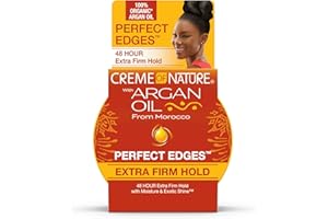 Creme of Nature , Argan, Perfect Edges, Marokański żel z olejkiem arganowym, do kędzierzawych włosów kręconych, do kędzierzawych włosów, bez siarczanów, bez płukania, dodatkowe trzymanie 48 godzin, słoik (63,7ml)