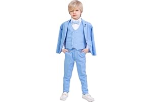 RISE&RABA Suit for Boys | 5-Piece Set Shirt, Pants, Vest, Jacket, and Bow Tie | Party and Formal Wear for Boys Aged 1-13 Years