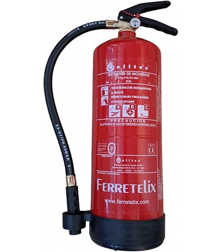 Extincteur Poudre ABC 6 Kg - Certifié, Pour Feu Graisse, Voiture, Maison, Bureau, Durée De Vie 20 Ans, Facile à Utiliser