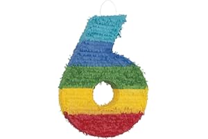 UNIQUE Number 6 Pinata (37cm x 53cm) - Vibrant Multicolor Party Essential - Perfect for Kids Birthday Celebrations & Festivities - 1 Pc