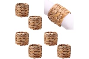 BAKERMICHE Handmade Napkin Rings Pack of 6 - Braided Napkin Holders, Natural Rustic Napkin Buckles, Farmhouse Decoration for Holidays Dinner Party