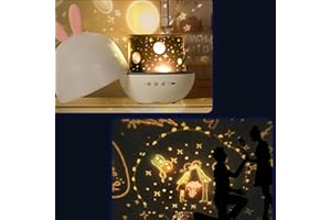 RECONTRAMAGO Proyector Estrellas Infantil con Bluetooth y Caja Musical - Planetario Navidad Lámparas de techo y escritorio Luces Decoración Hogar - dormir mesa luces led habitacion bebe musica (CONEJO 1)