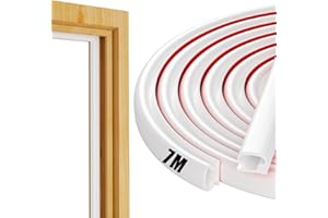 Symyda Guarnizione Adesiva,7 M Profili in Gomma D-Tipo Guarnizioni per Porta, AutoadesivoGuarnizioni per Finestre,Per Spazi tra i telai delle porte e Antivento mpermeabile Insonorizzazione(Bianc)