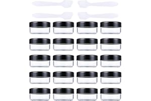 MELLIEX 20 Stück Cremedose Leer 10g/10ml Transparent Klein Kunststoff Tiegel - für Kosmetikdose, Lippenbalsam Döschen, Nailart Döschen - Mit 4 Stück Mini Spatel