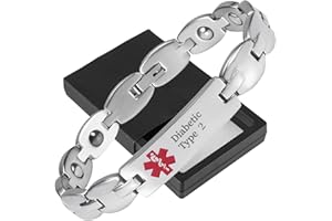 YINOX medyczny alarm bransoletka dla mężczyzn kobiet stal nierdzewna spersonalizowana 20 cm szerokość 1 cm