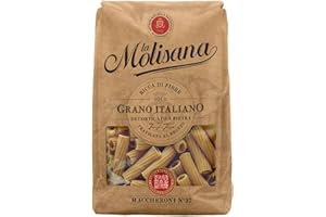 La Molisana, Macarrones Integrales Nº 37, pasta integral de solo trigo italiano – trefilada de bronce, rica en fibras, áspera y tenaz con excelente sujeción en la cocción – Paquete de 500 g