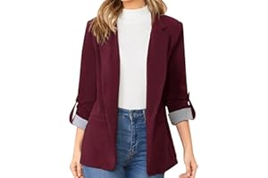 L9WEI Bléiser entallado para mujer, para otoño e invierno, elegante, de vestir, con solapa, diseño monocromático, mangas largas, chaquetas y trajes de negocios
